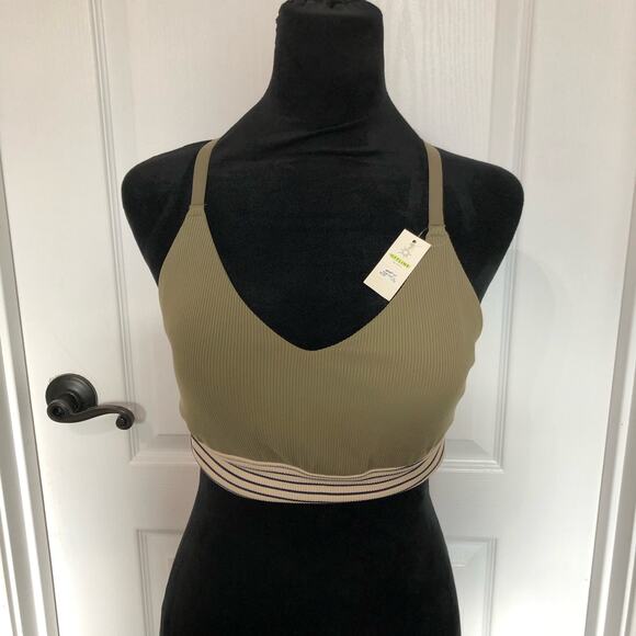 New Aerie Offline Intimates Crossback Green Sports Bra Size Large Supportive‎ - Picture 2 of 8